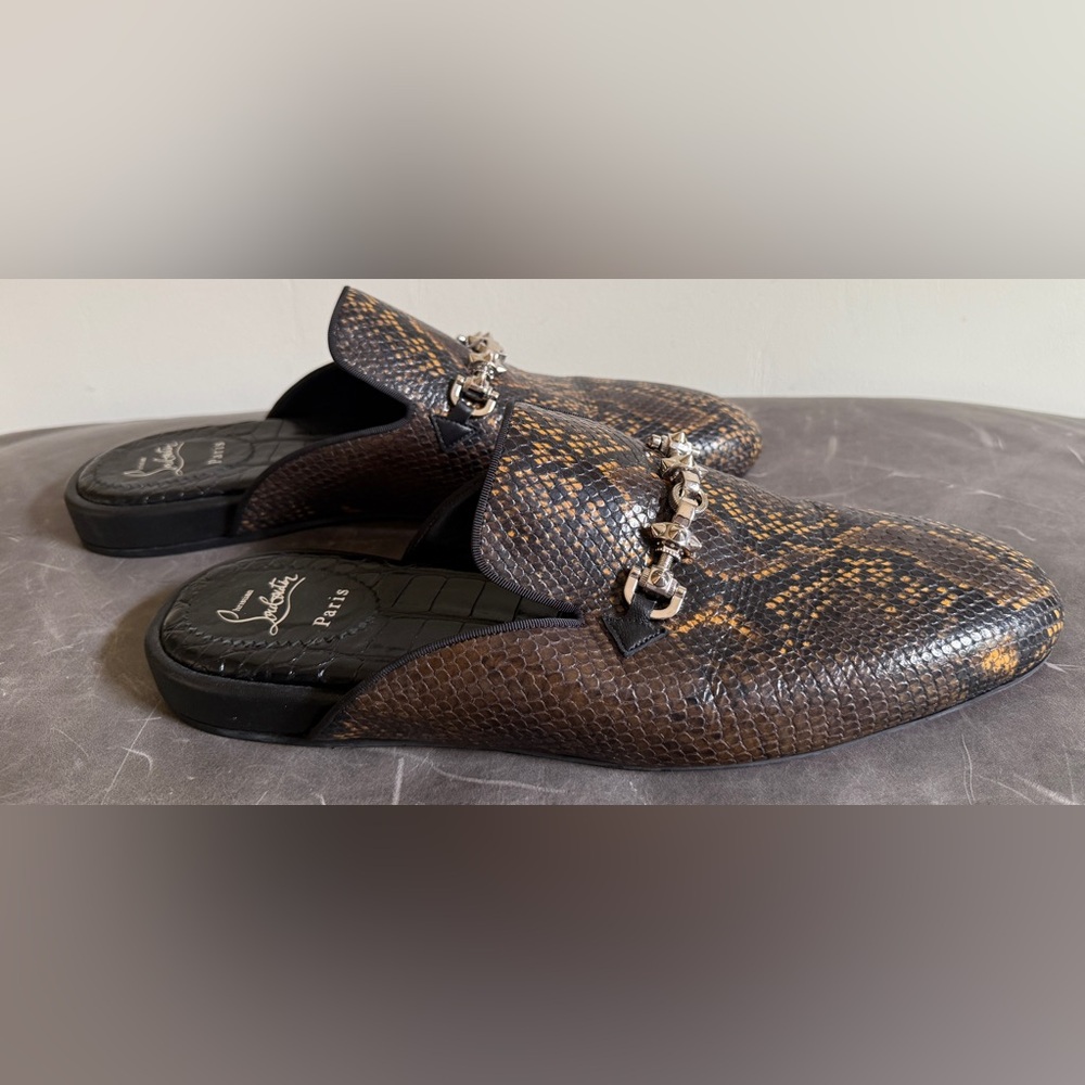 Christian Louboutin Men’s Snakeskin Mules, Size 46